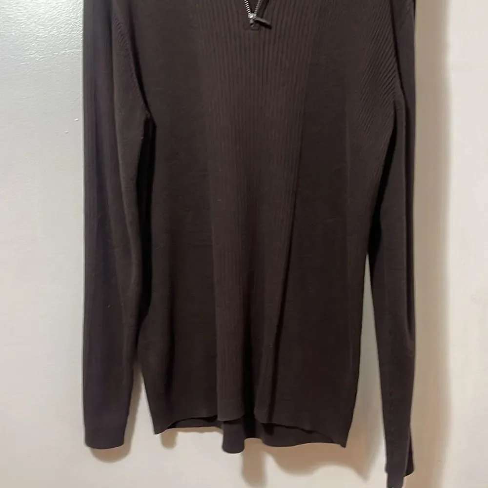 Perry Ellis Dark Chocolate Quarter-Zip Sweater NWT xl